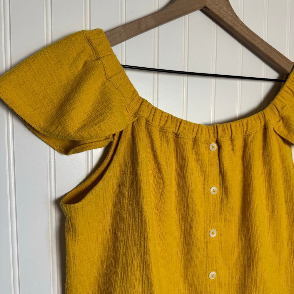 Madewell Texture & Thread Off-the-Shoulder Top Golden Yellow Women’s Size XL - Picture 9 of 11